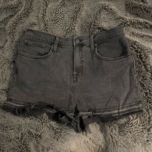 Madewell Black Denim Shorts with Detailed Hem
